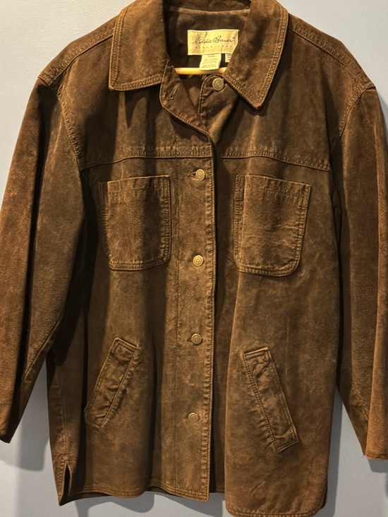 Eddie Bauer Jackets & Blazers - Eddie Bauer Women's Dark Brown Suede Button-Front Jacket
